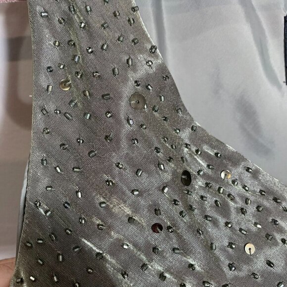 Alex Evenings Green Beaded Sequin Size 8 Jacketed Dress 2 Pc Sleeveless V neck - Picture 10 of 13